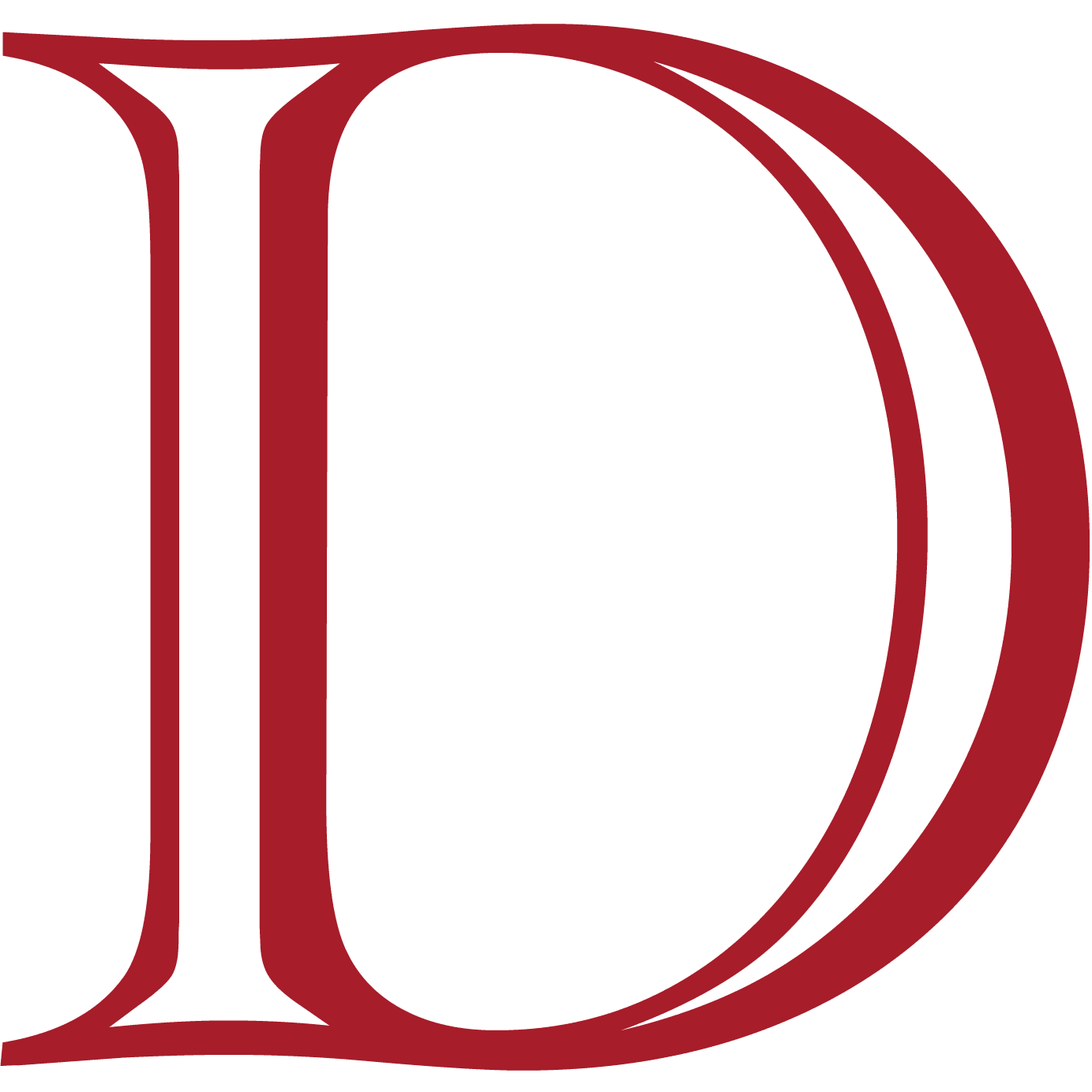 Red letter "d" in an elegant serif font.